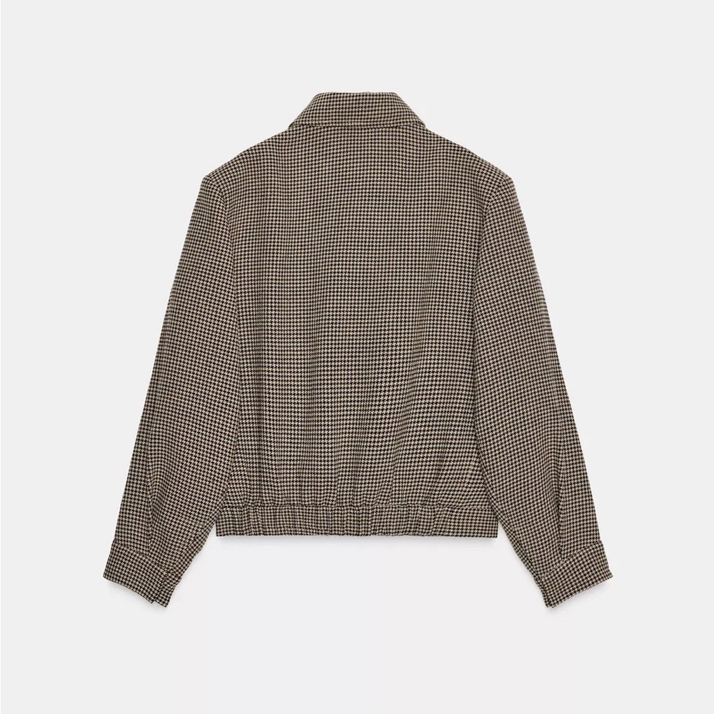 New Zara houndstooth bomber jacket with shoulder pads in black/brown - medium - Picture 2 of 8